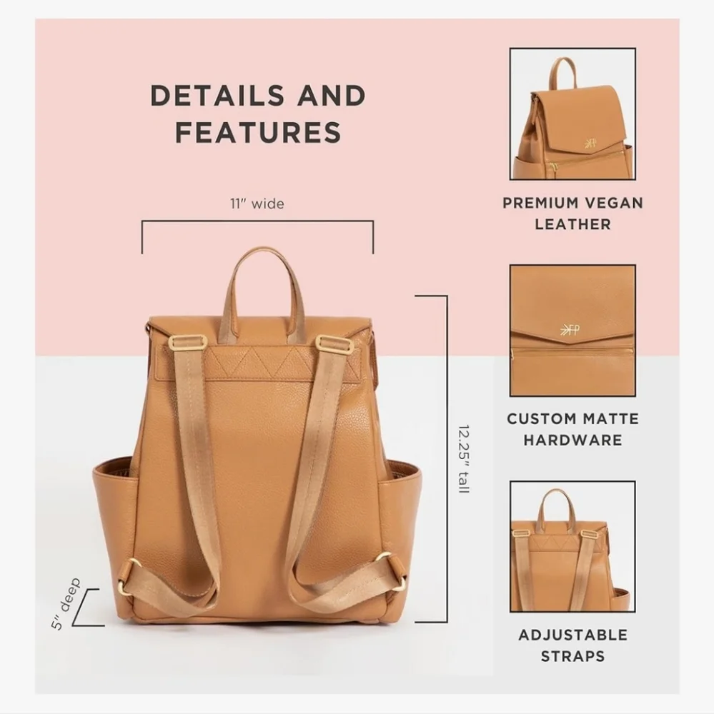 Freshly Picked Mini Classic Diaper Bag Backpack - Vegan Leather - Tan